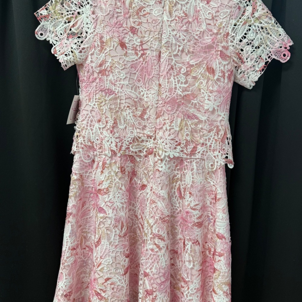 NWT Zoe Ltd Diana Pink Floral Lace Girls Dress 66003D - Picture 4 of 4